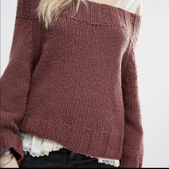 Free People S Beachy Off The Shoulder Sweater Ribbed Knit Pullover Boho Hippie - Picture 6 of 16